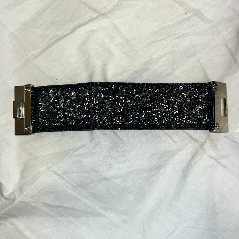 Black Bling Stone encrusted cuff bracelet - Excellent Condition